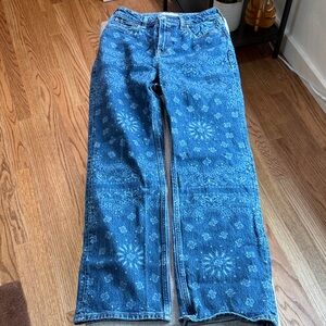Abercrombie & Fitch Blue Floral Wide Leg Jeans